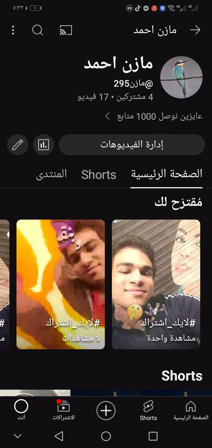 دي صفحه اليوتيوب عايزين نكبرها ونوصل ل 1000 متابع او 500  باسرع ما يمكن